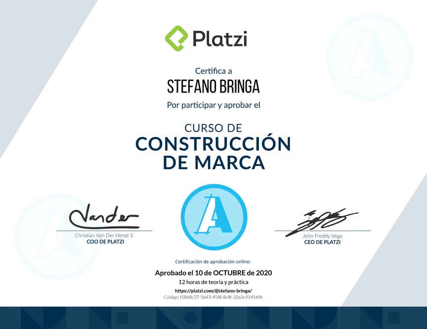 Diploma del Curso de Construcción de Marca