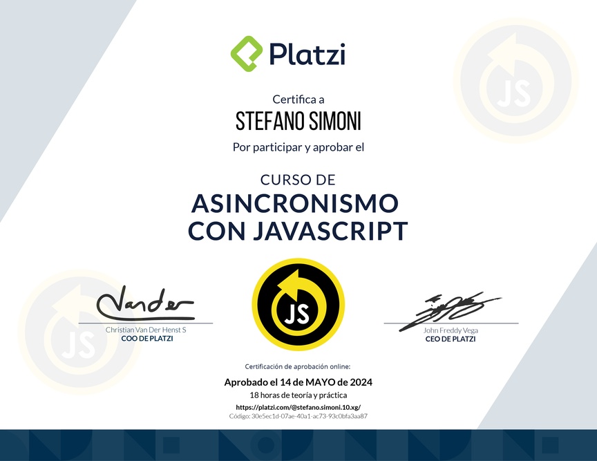 Diploma del Curso de Asincronismo con JavaScript 2022