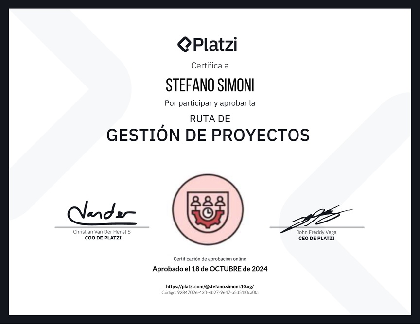 Diploma de la Ruta de Aprendizaje de Gestión de proyectos