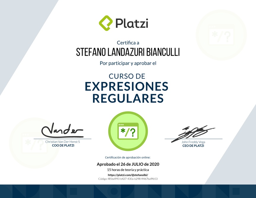 Diploma del Curso de Expresiones Regulares
