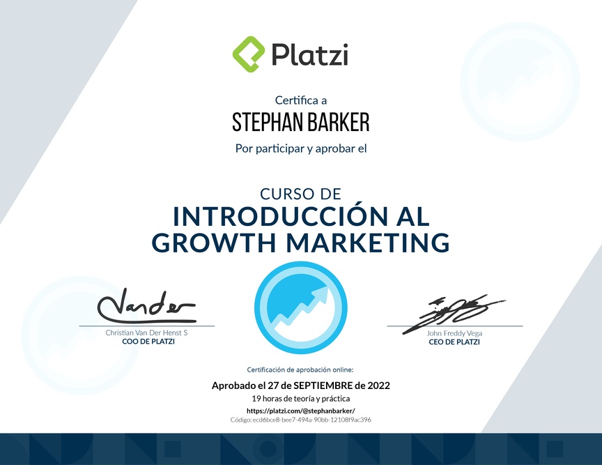 Diploma del Curso de Introducción al Growth Marketing