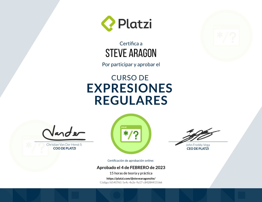Diploma del Curso de Expresiones Regulares
