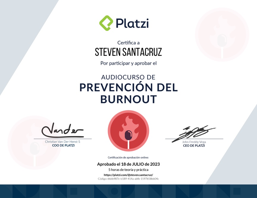 Diploma de Audiocurso de Prevención del Burnout