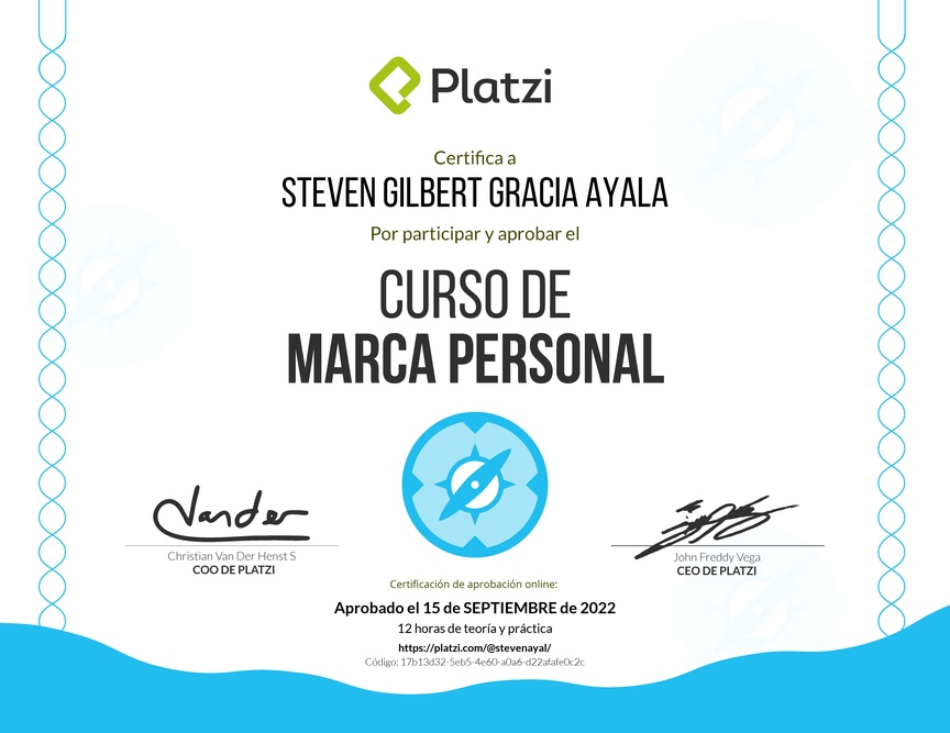 Diploma del Curso Gratis de Marca Personal 2018
