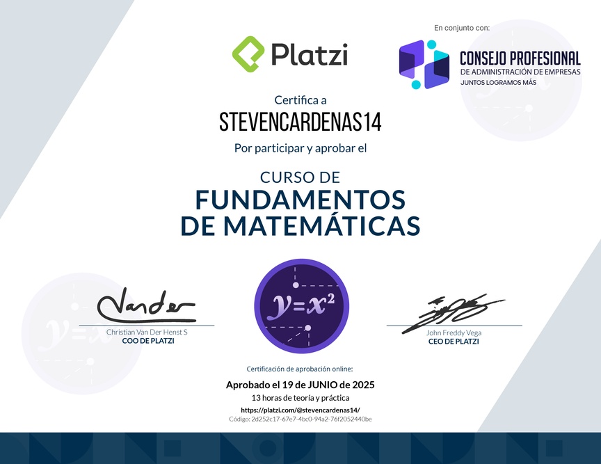 Diploma del Curso de Fundamentos de Matemáticas
