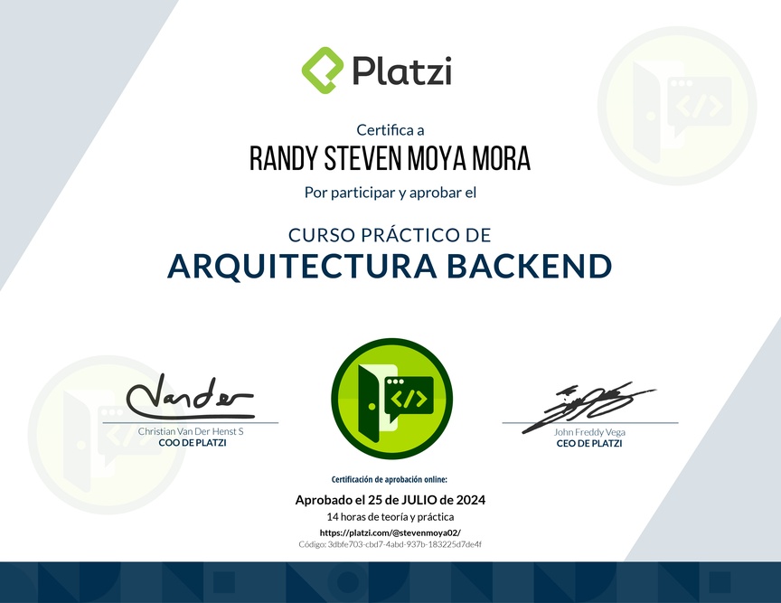 Diploma del Curso Práctico de Arquitectura Backend