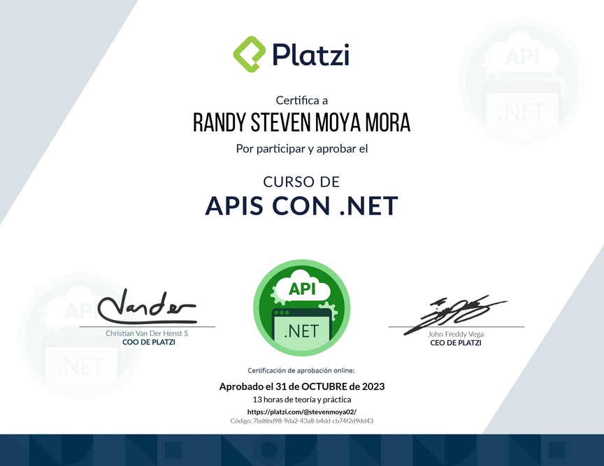 Diploma del Curso de APIs con .NET