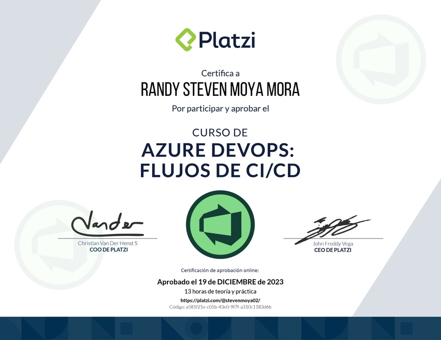 Diploma del Curso de Azure DevOps: Flujos de CI/CD