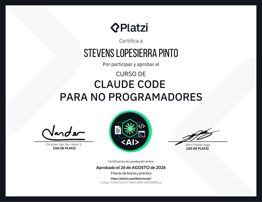 Diploma del Curso de Claude Code para No Programadores