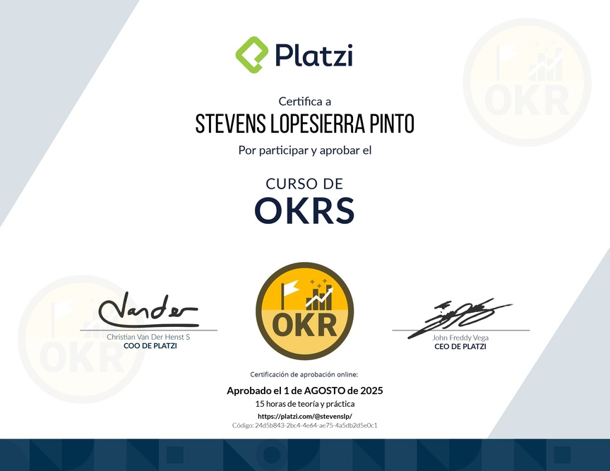 Diploma del Curso de OKRs: Herramienta Clave para Managers