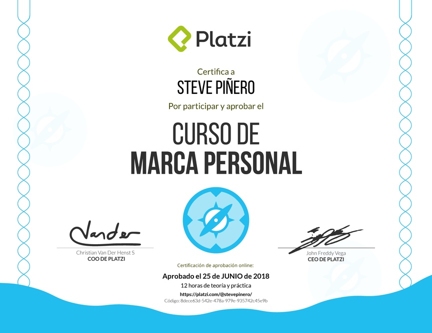 Diploma del Curso Gratis de Marca Personal 2018