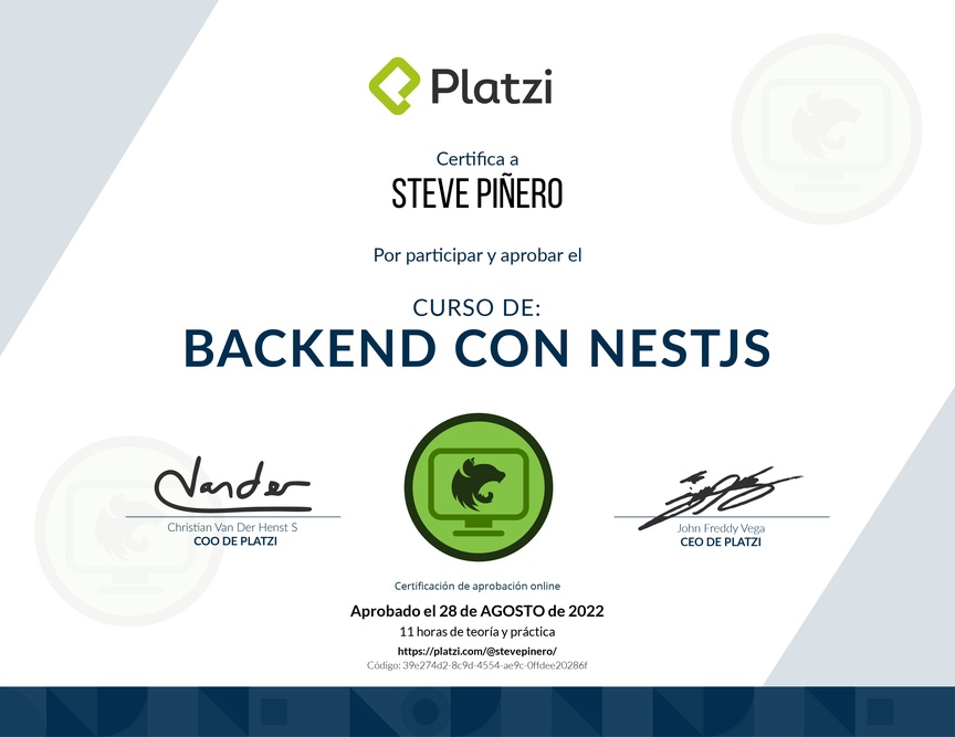 Diploma del Curso de Backend con NestJS