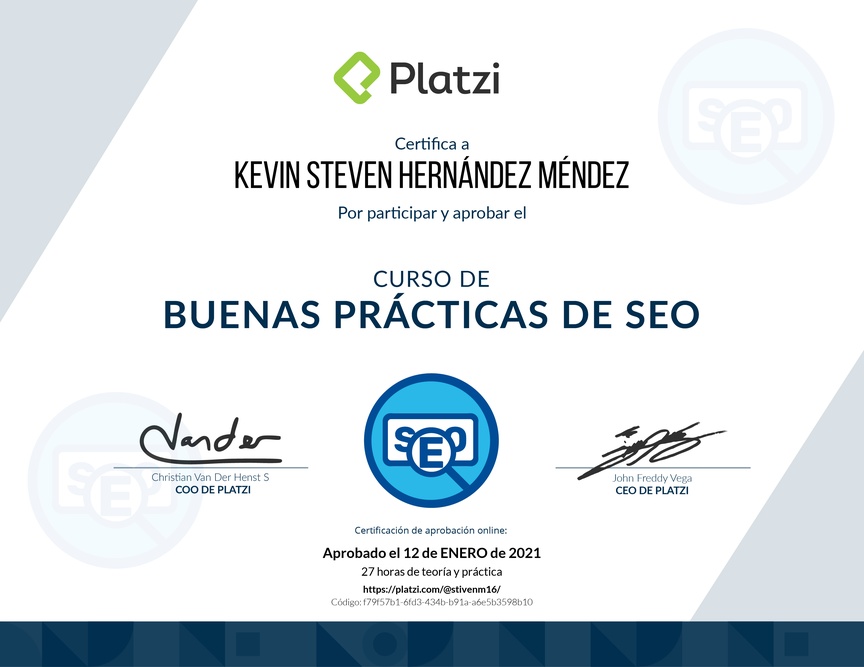 Diploma del Curso de Prácticas Efectivas para SEO