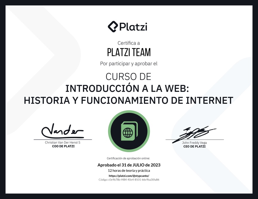 Diploma del Curso de Introducción a la Web: Historia y Funcionamiento de Internet