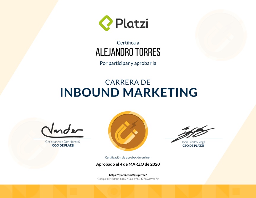 Diploma de la Ruta de Aprendizaje de Inbound Marketing