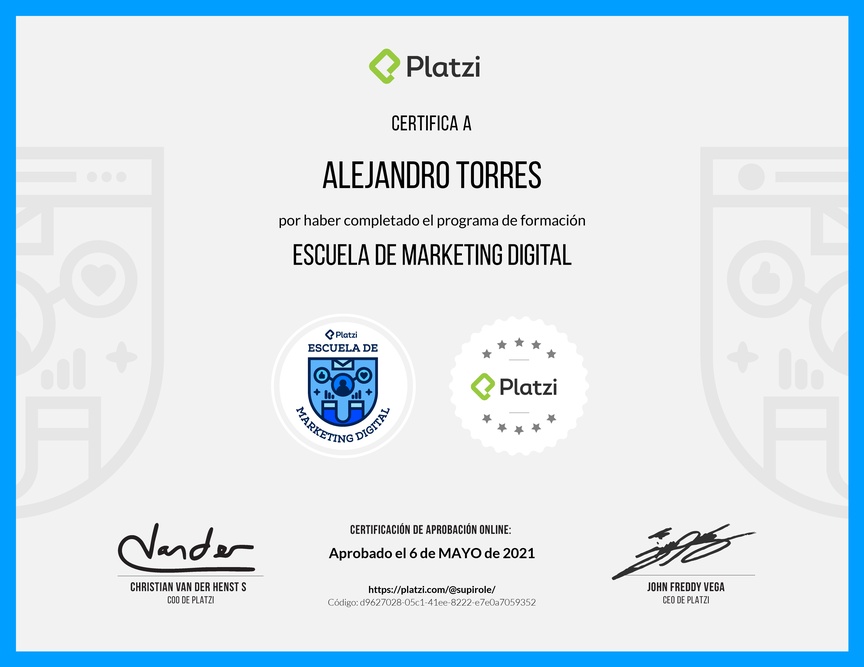Diploma de la Ruta de Aprendizaje de Marketing Digital