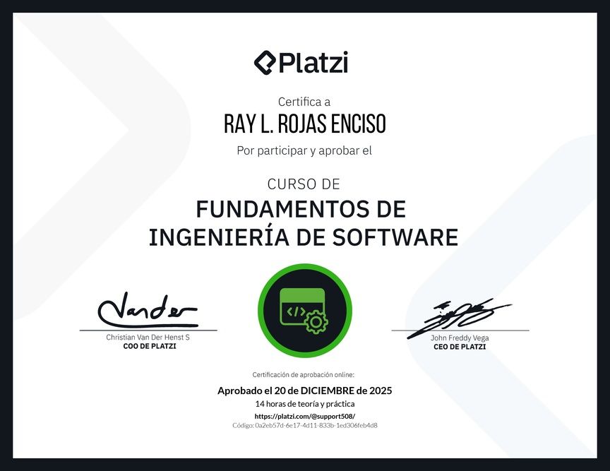 Diploma del Curso de Fundamentos de Ingeniería de Software