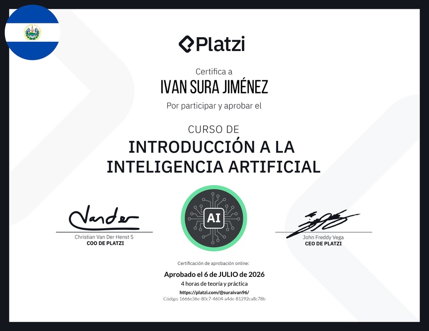 Diploma del Curso Gratis de Introducción a la Inteligencia Artificial