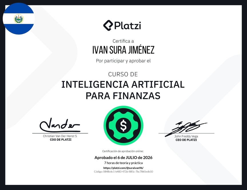 Diploma del Curso de Inteligencia Artificial para Finanzas