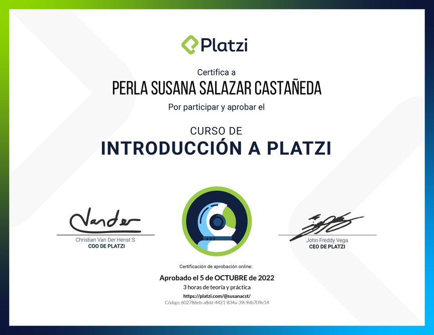 Diploma del Curso de Introducción a Platzi