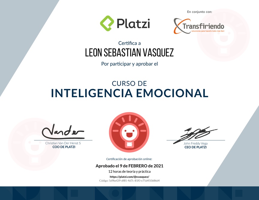 Diploma del Curso de Inteligencia Emocional