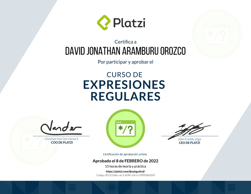 Diploma del Curso de Expresiones Regulares