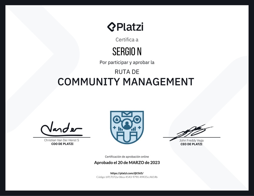 Diploma de la Ruta de Aprendizaje de Community Management