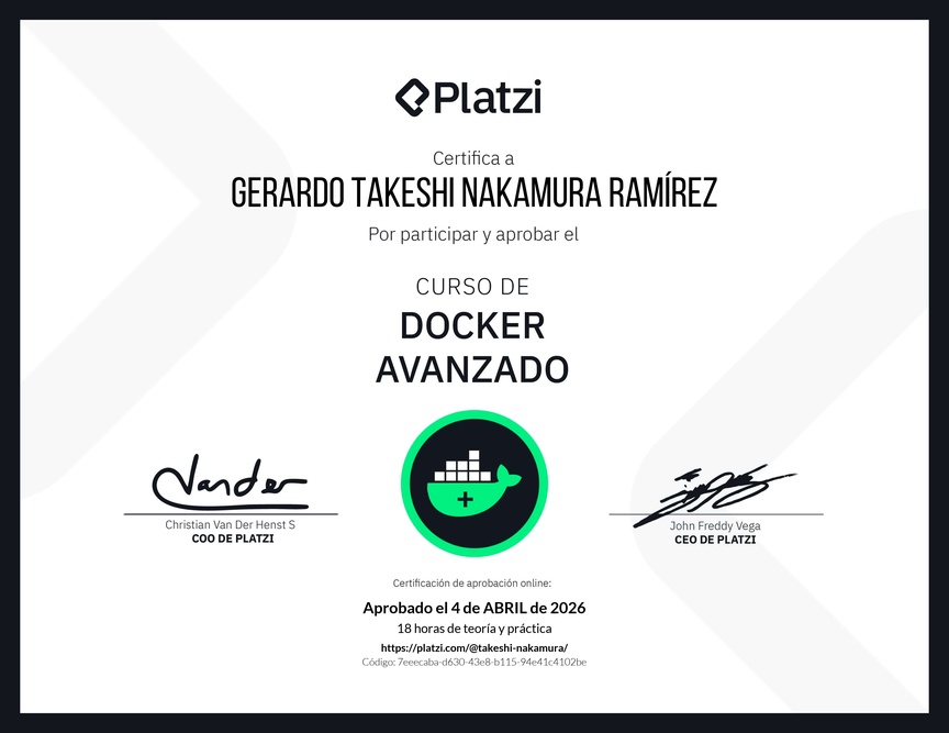 Diploma del Curso de Docker Avanzado