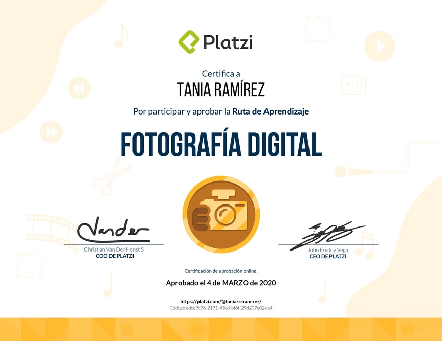 Diploma de la Ruta de Aprendizaje de Fotografía Digital