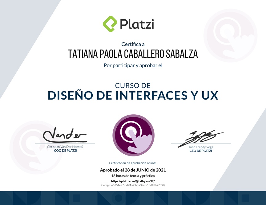 Diploma del Curso de Diseño de Interfaces y UX 2017