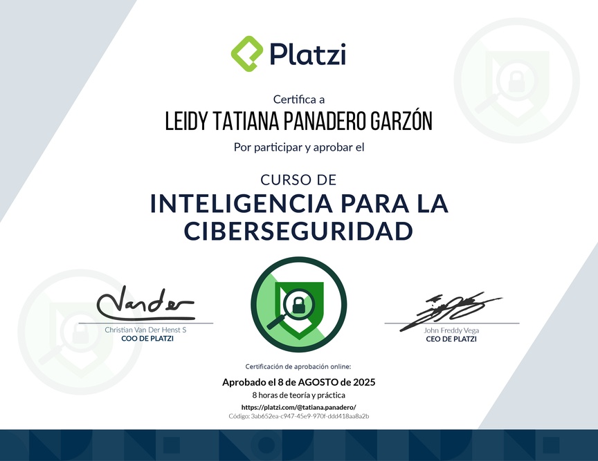 Diploma del Curso de Inteligencia para la Ciberseguridad