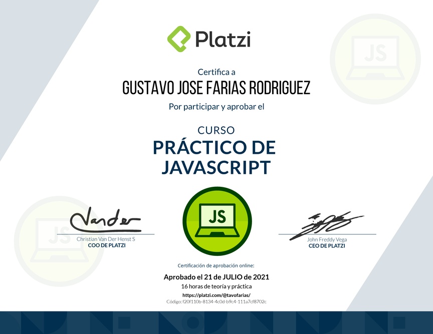 Diploma del Curso Práctico de JavaScript