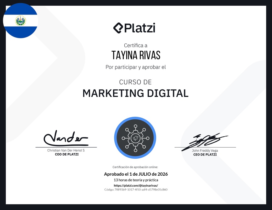 Diploma del Curso de Marketing Digital