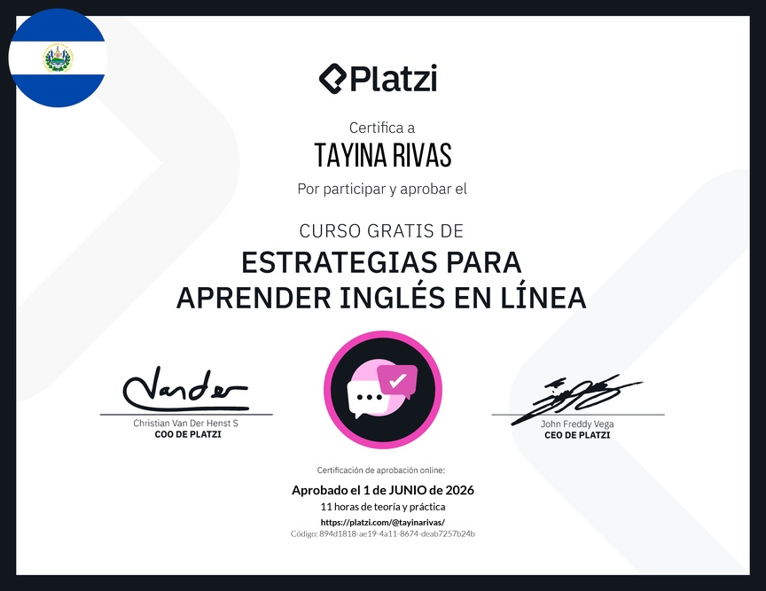 Diploma del Curso Gratis de Estrategias para Aprender Inglés en Línea