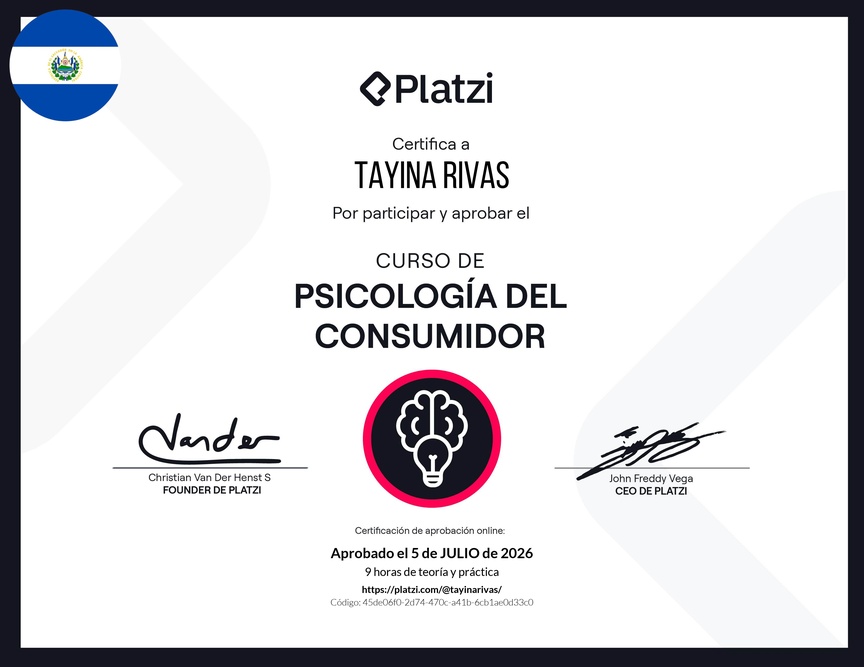 Diploma del Curso de Psicología del Consumidor