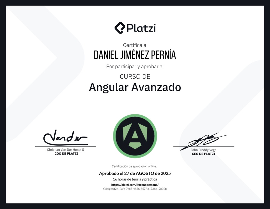 Diploma del Curso de Angular Avanzado