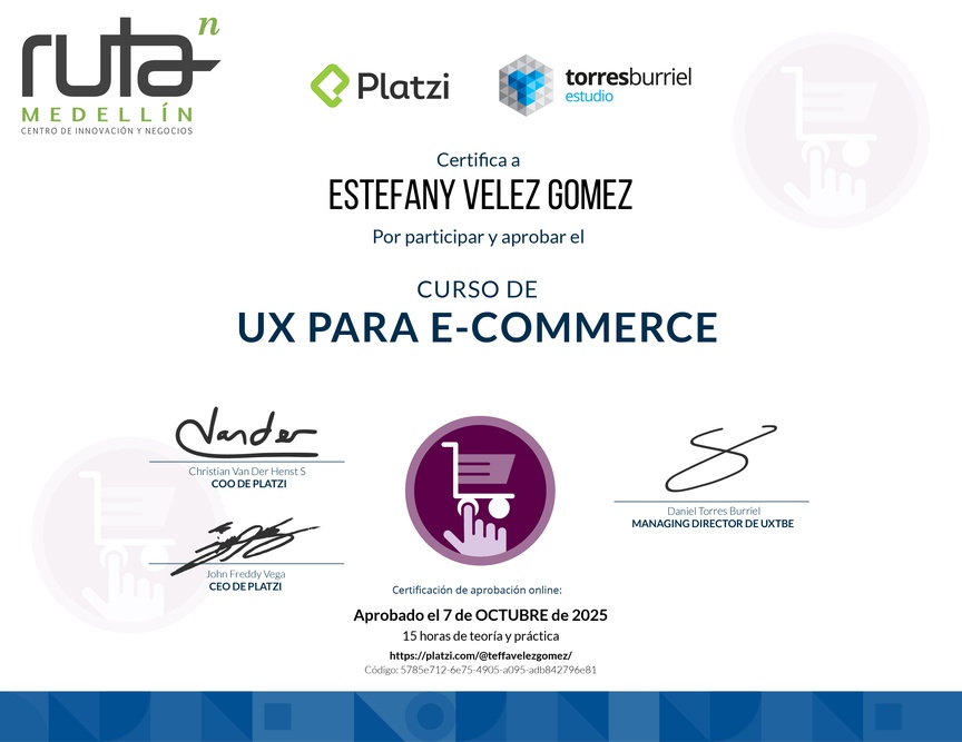 Diploma del Curso de UX para E-Commerce