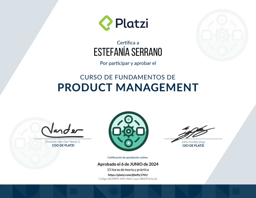 Diploma de Audiocurso de Fundamentos para Product Managers