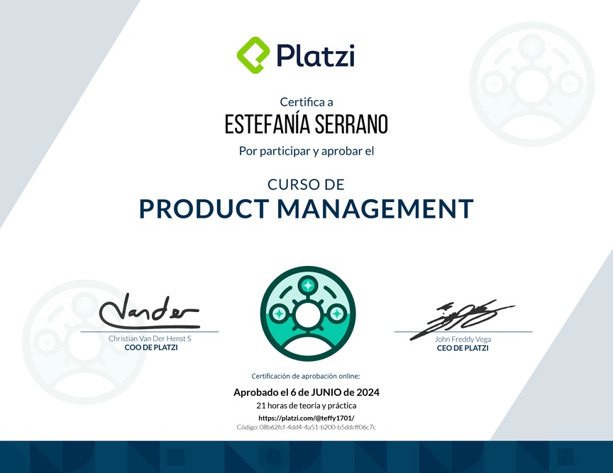 Diploma del Curso de Product Management