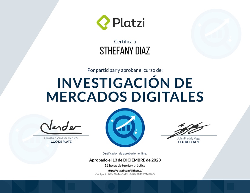 Diploma del Curso de Investigación de Mercados Digitales