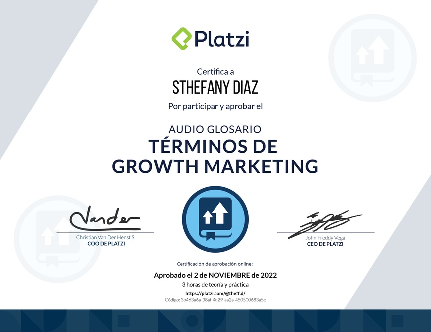 Diploma de Audioglosario: Aprende los Términos Básicos de Growth Marketing