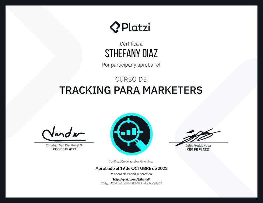 Diploma del Curso de Tracking de Datos para Marketers