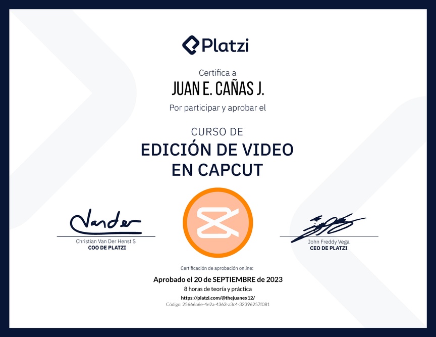 Diploma del Curso de Edición de Video con Capcut