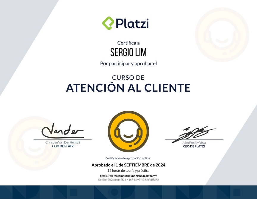 Diploma del Curso de Atención al Cliente