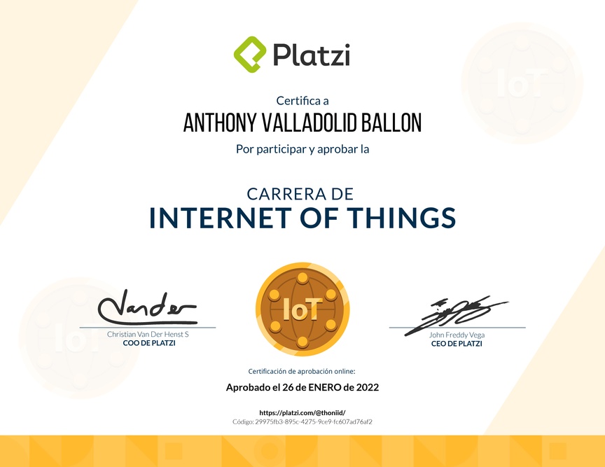 Diploma de la Ruta de Aprendizaje de Internet de las cosas