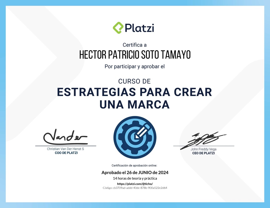 Diploma del Curso de Estrategias para Crear una Marca