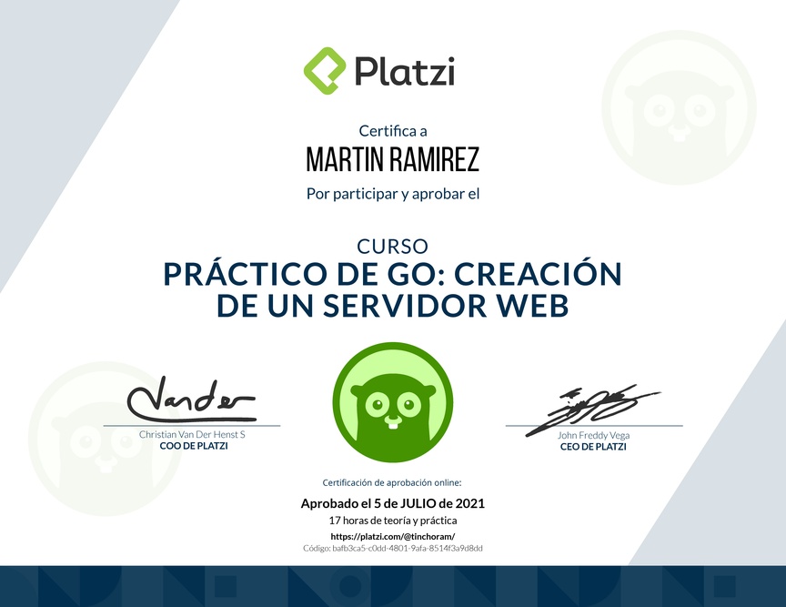 Diploma del Curso Práctico de Go: Creación de un Servidor Web