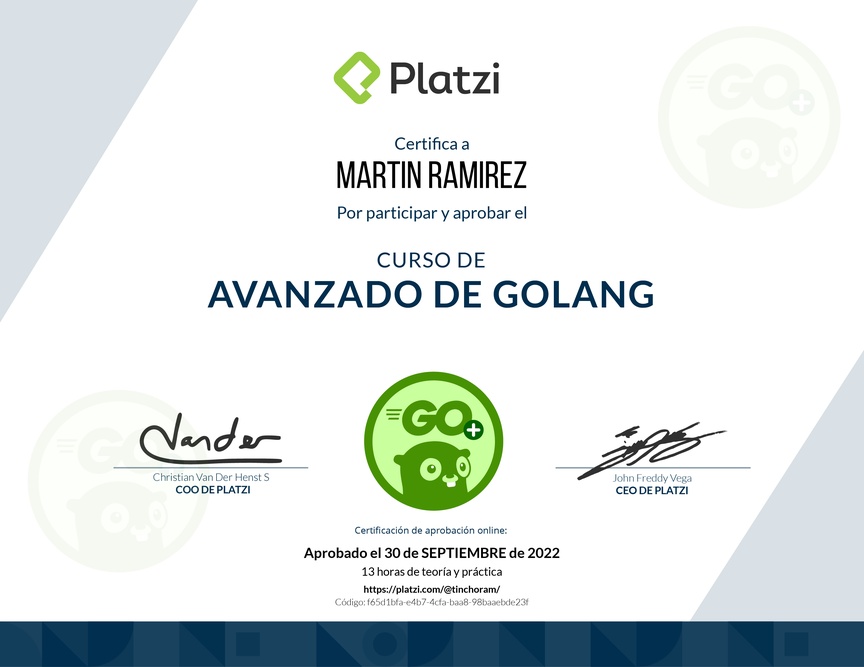 Diploma del Curso de Go Avanzado: Concurrencia y Patrones de Diseño