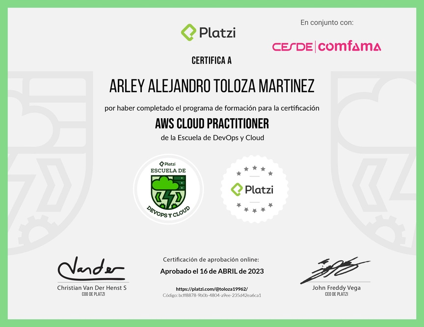 Diploma de la Ruta de Aprendizaje de Certificación de AWS Cloud Practitioner