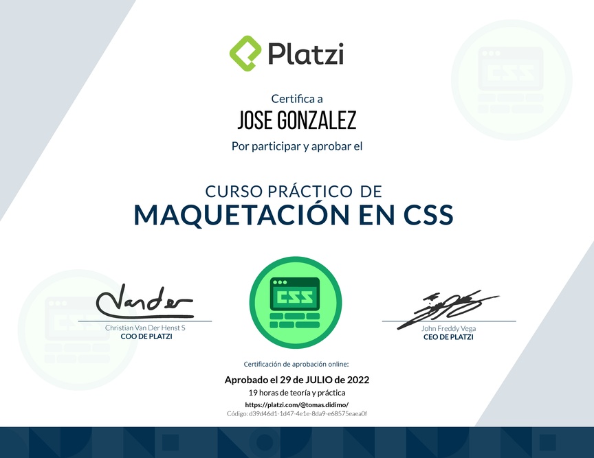 Diploma del Curso Práctico de Maquetación en CSS